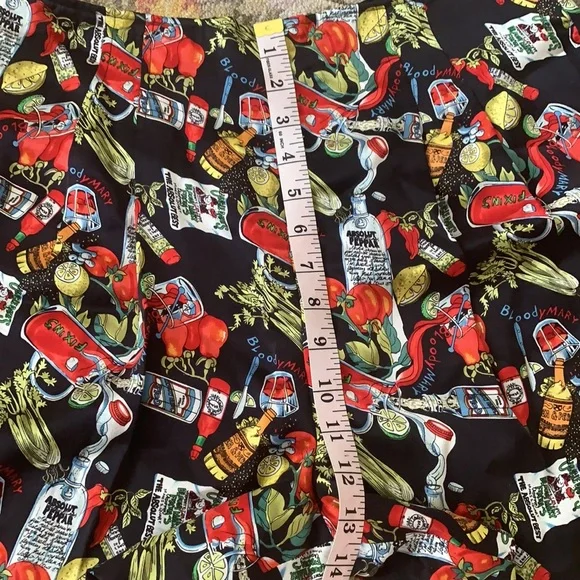 VINTAGE SILK NICOLE MILLER BLOODY MARY NOVELTY PRINT HIGH WAIST SHORTS 90s Y2K - Picture 8 of 11